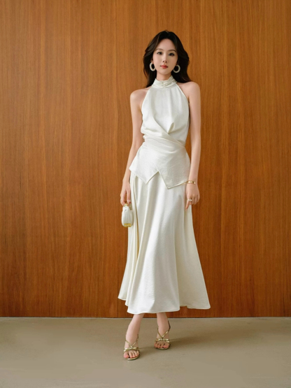 Yulietta Halter Neck Tie Back Top & Umbrella Skirt