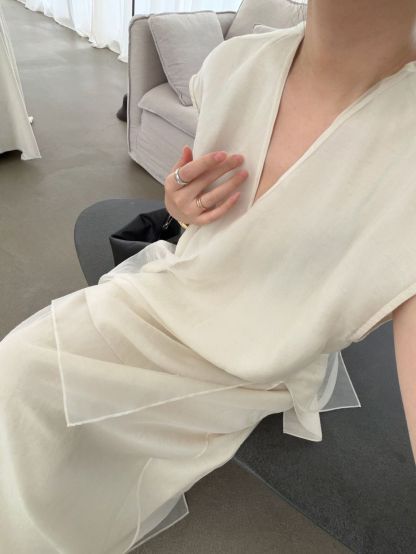 Paulina Silk Organza Binding Flowy Drape Top & Skirt (Items sold seperately)