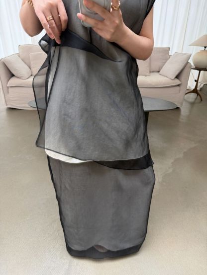 Paulina Silk Organza Binding Flowy Drape Top & Skirt (Items sold seperately)