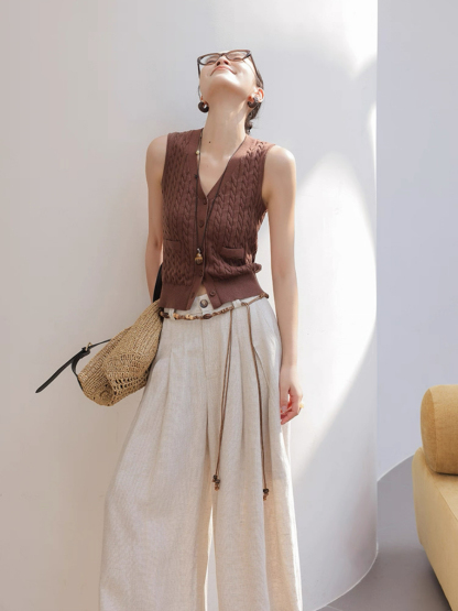 Medie Twist Knit V-Neck Top