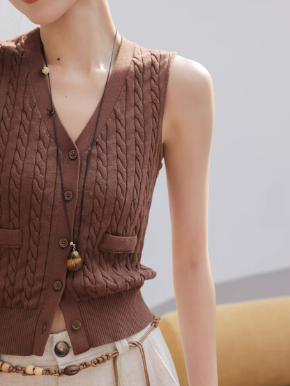 Medie Twist Knit V-Neck Top