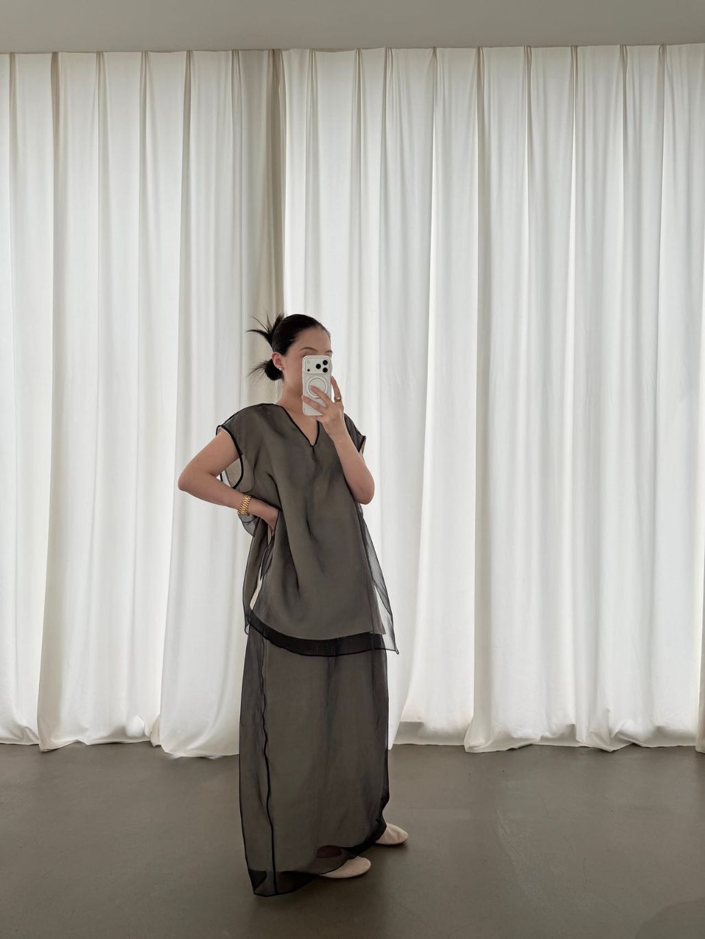 Paulina Silk Organza Binding Flowy Drape Top & Skirt (Items sold seperately)