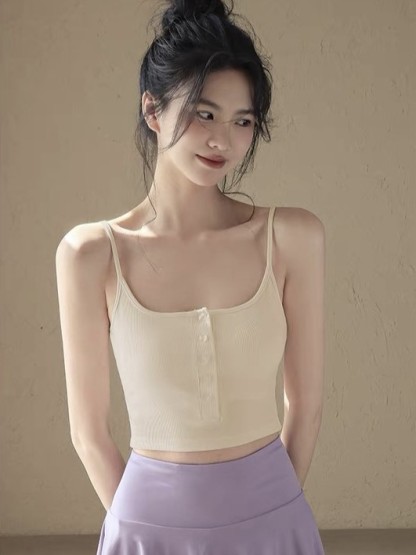 Deon Button Padded Cami Top-The Black Bow-