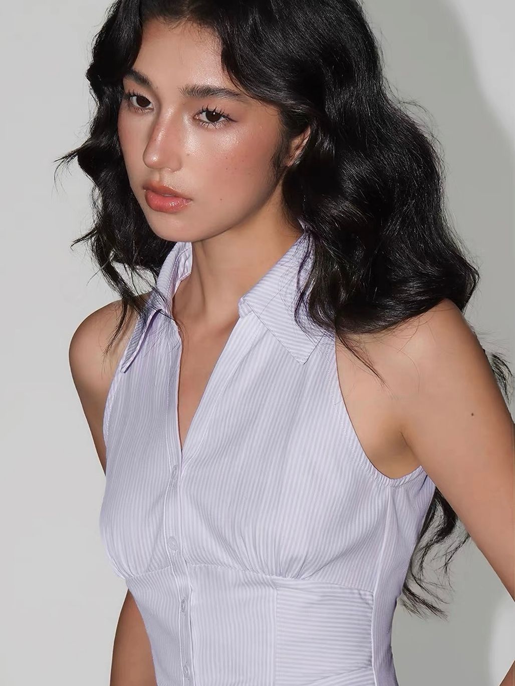 Valonia Pinstripe Halter Vest Top