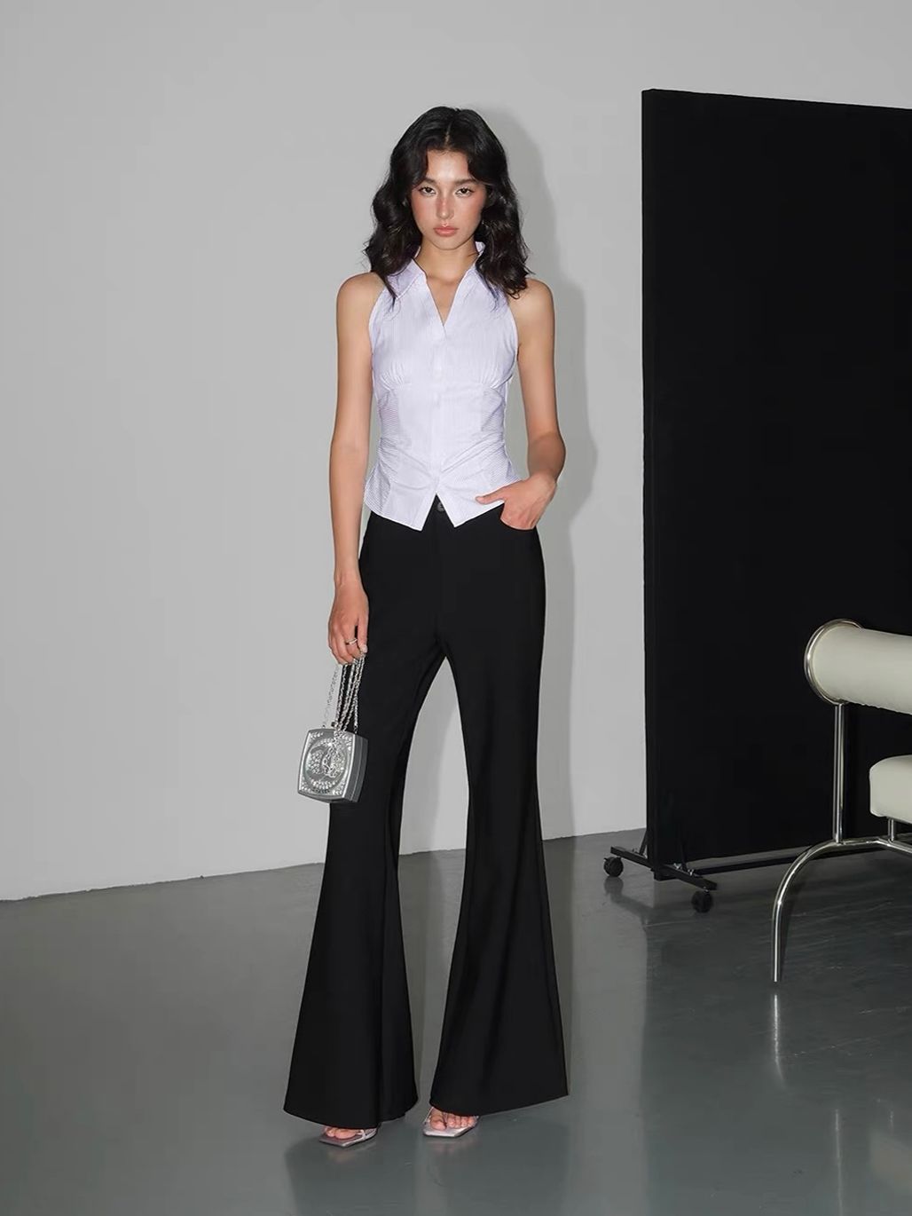Valonia Pinstripe Halter Vest Top