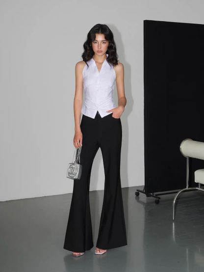 Valonia Pinstripe Halter Vest Top