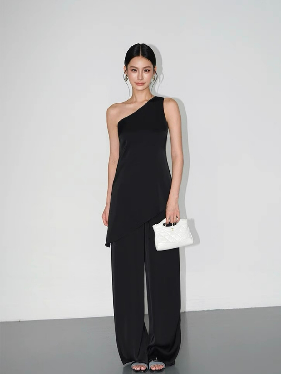 Wilma One Shoulder Satin Top & Pants
