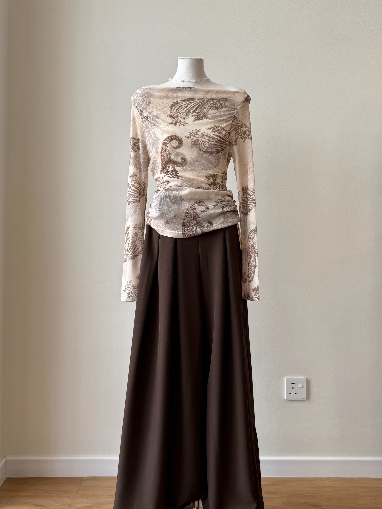 Marquise Feather Print Two Way Top (One/ Off Shoulder)