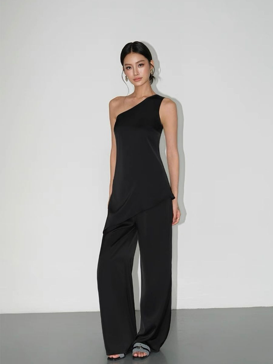 Wilma One Shoulder Satin Top & Pants