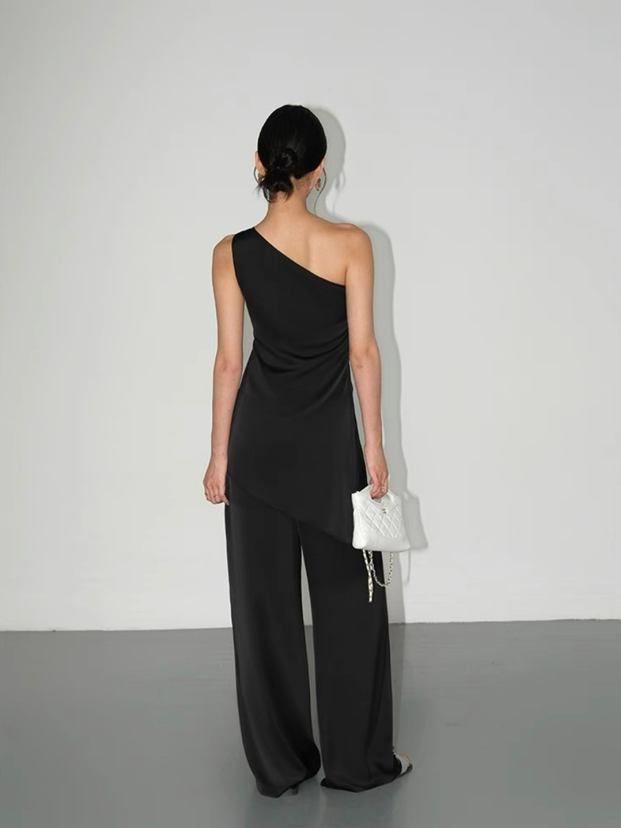 Wilma One Shoulder Satin Top & Pants