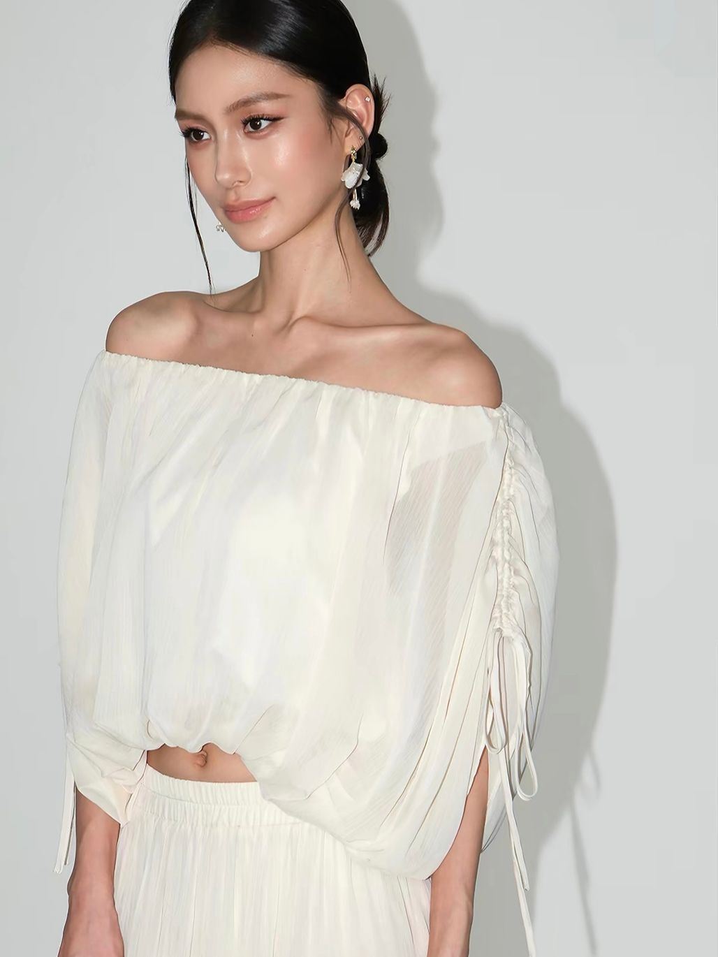 Vrinda Ethereal Off-Shoulder Top & Tiered Maxi Skirt (Sold Seperately)