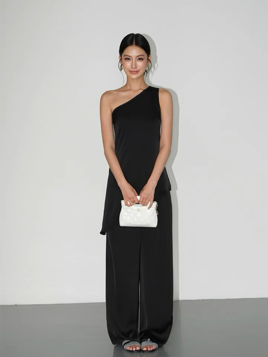 Wilma One Shoulder Satin Top & Pants