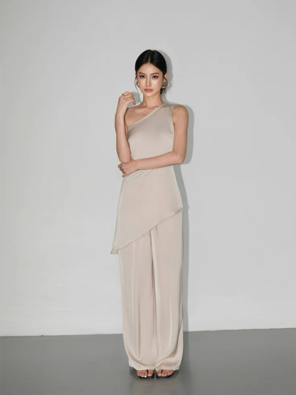 Wilma One Shoulder Satin Top & Pants