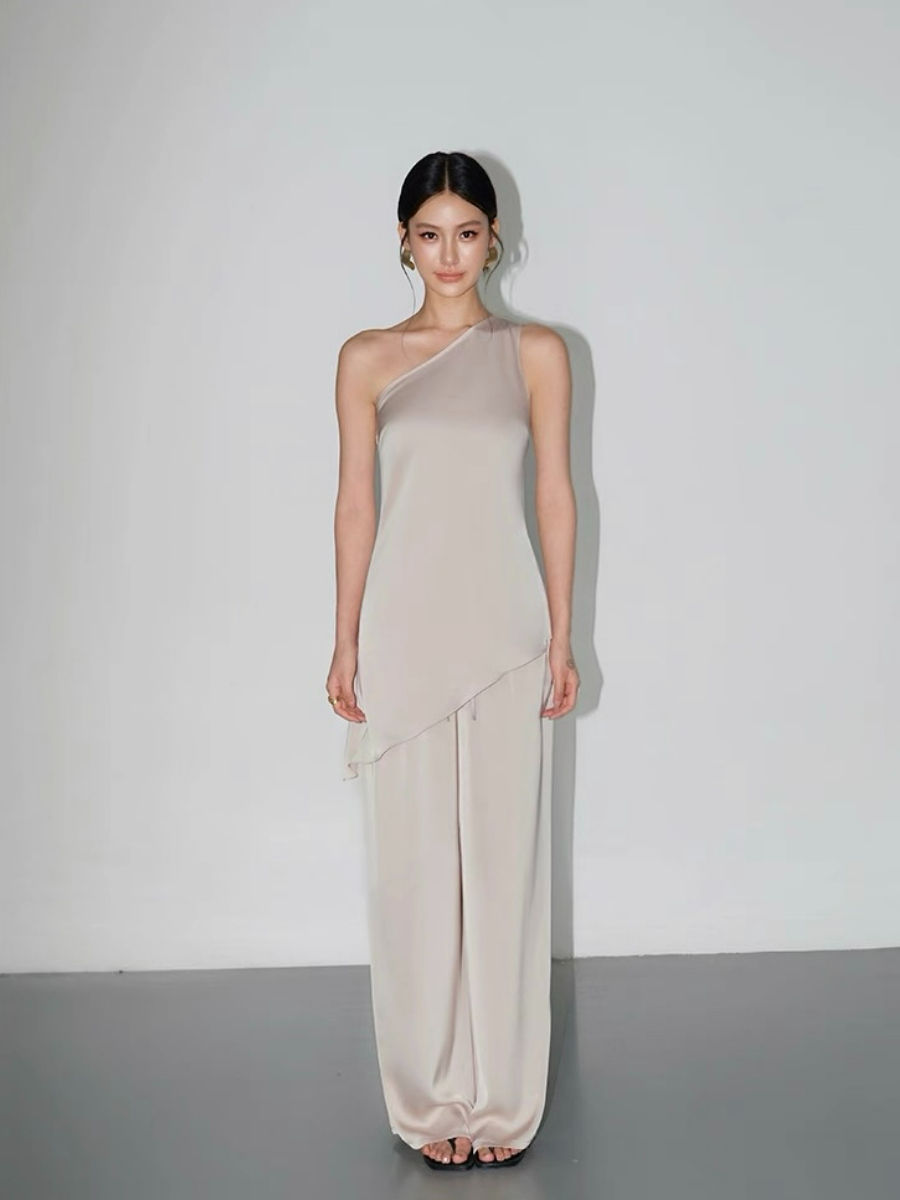 Wilma One Shoulder Satin Top & Pants