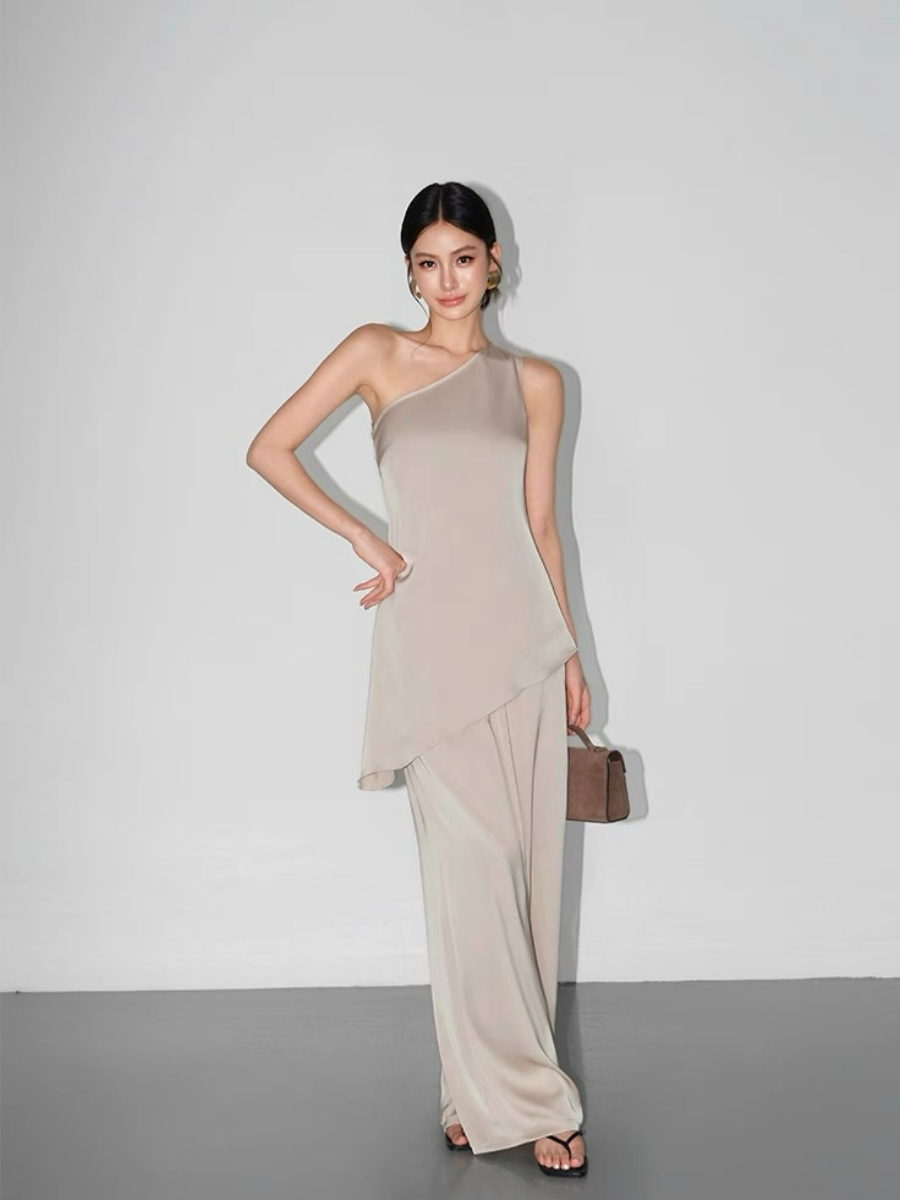 Wilma One Shoulder Satin Top & Pants