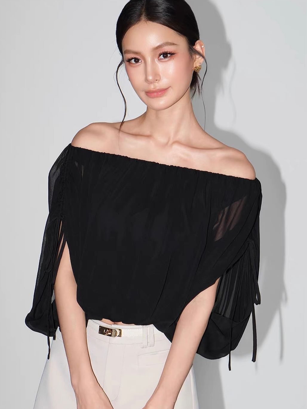 Vrinda Ethereal Off-Shoulder Top & Tiered Maxi Skirt (Sold Seperately)
