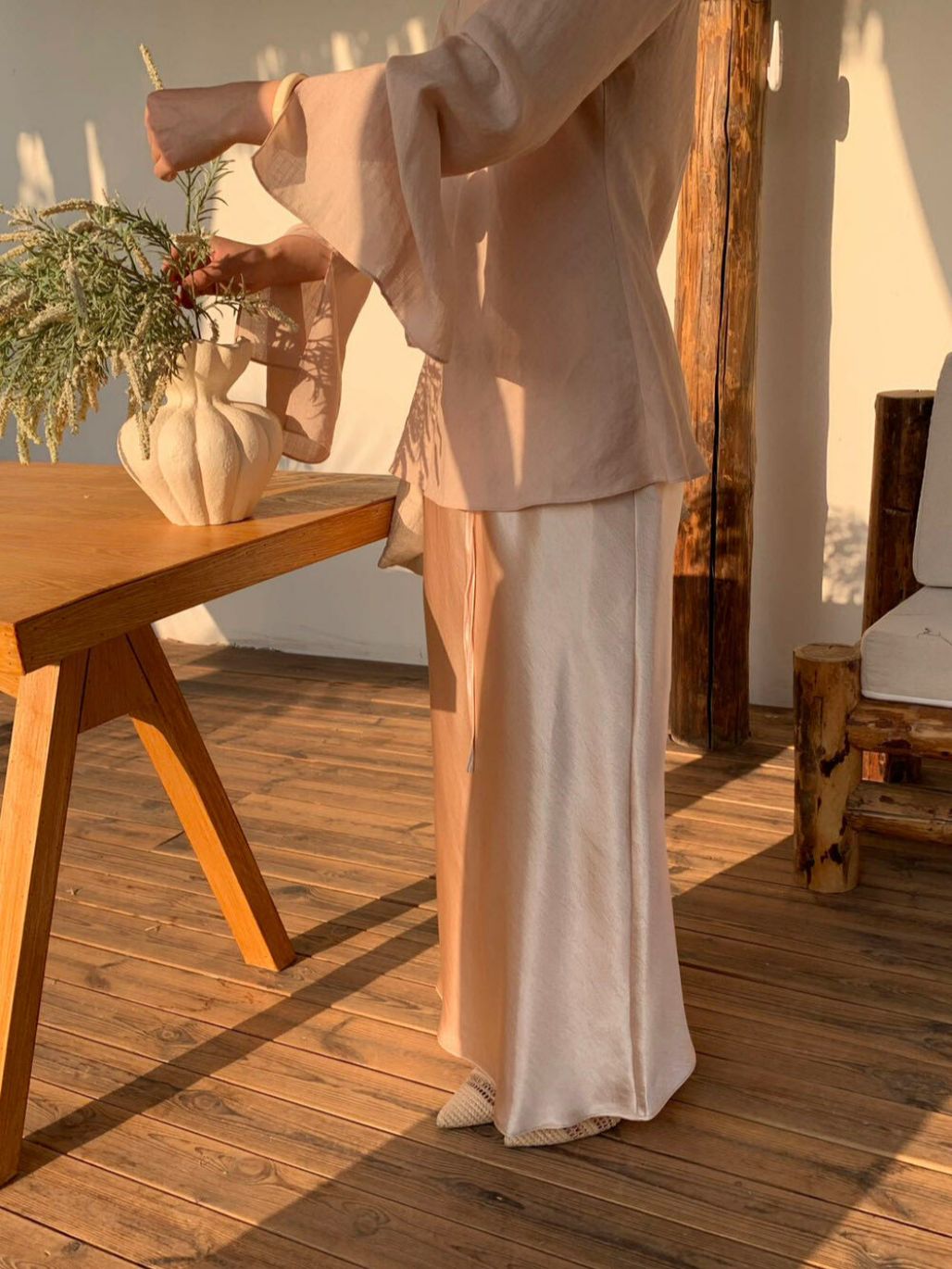 Pelyly Drawstring Textured Satin Skirt