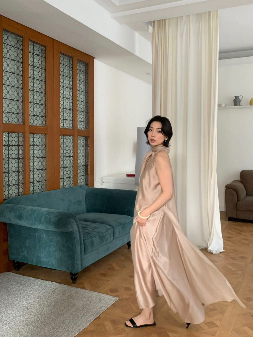 Petra Mid Neck Flowy Tencel Maxi Dress