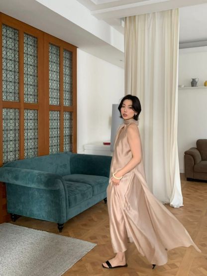 Petra Mid Neck Flowy Tencel Maxi Dress