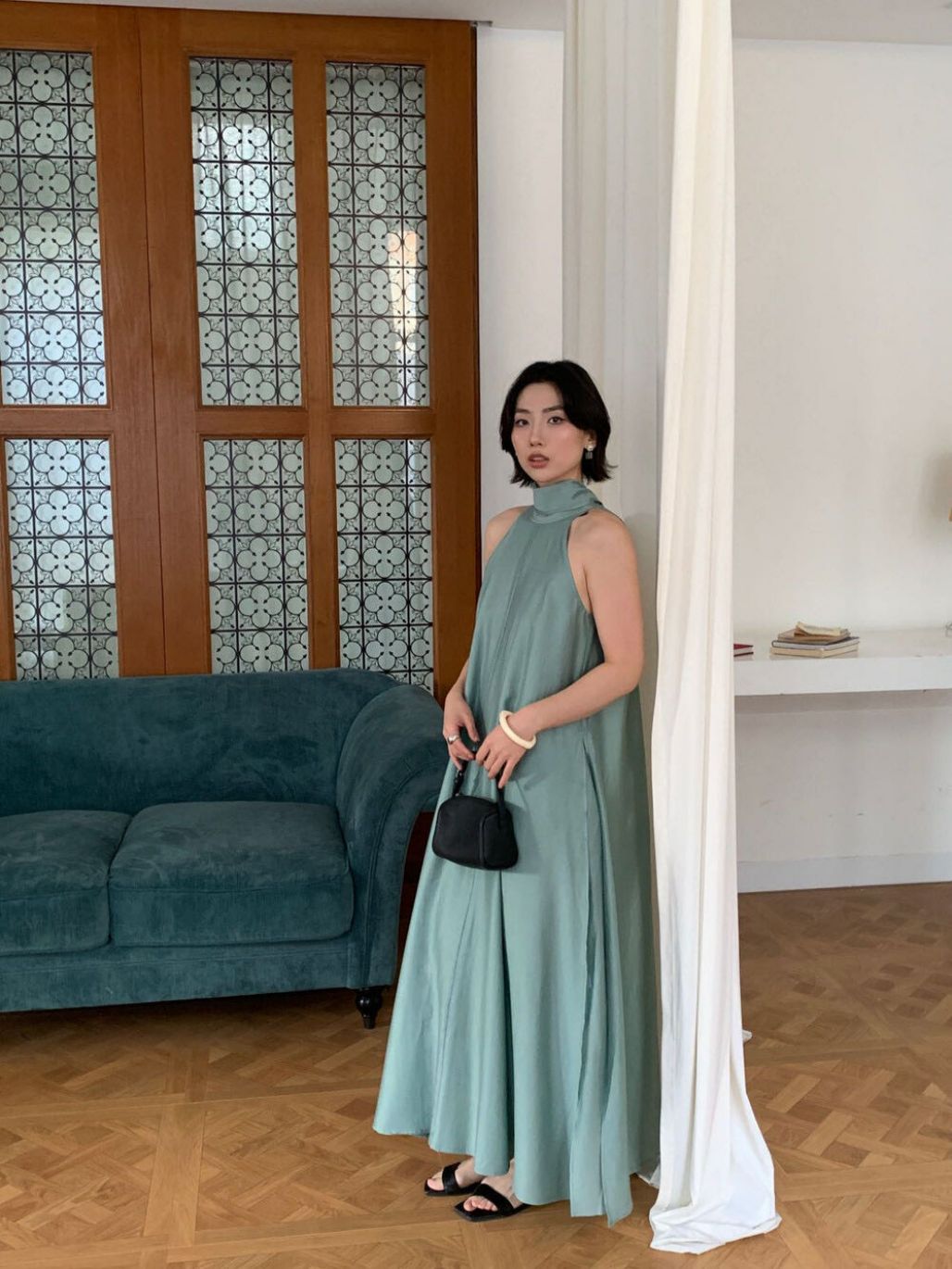 Petra Mid Neck Flowy Tencel Maxi Dress