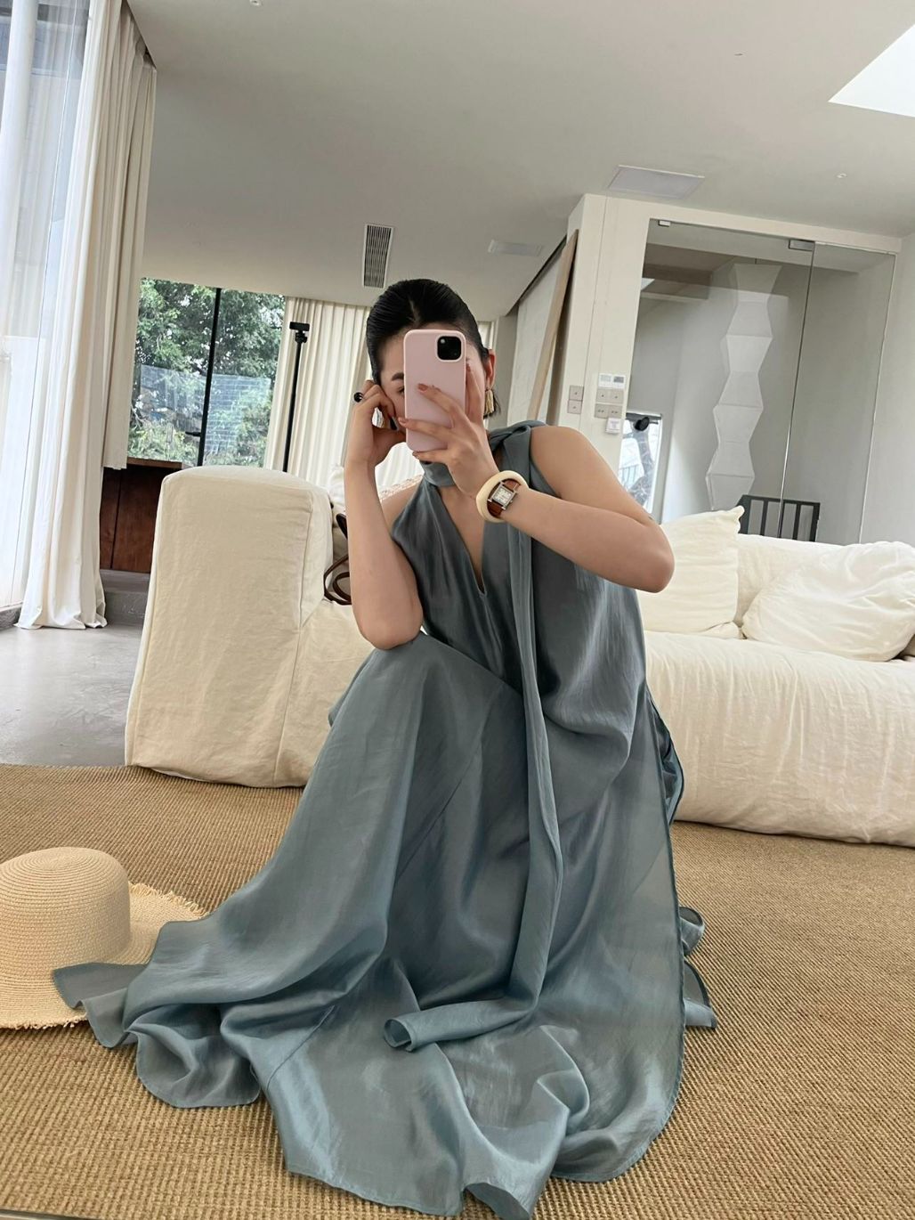 Petra Mid Neck Flowy Tencel Maxi Dress
