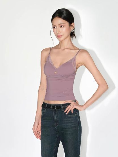 Vania Lace-Trim Bustier Cami Top