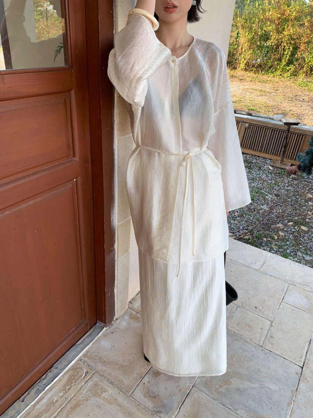Paityn Soft Acetate Sheer Top & Maxi Skirt Set (Items sold seperately)