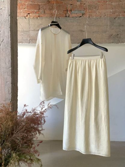 Paityn Soft Acetate Sheer Top & Maxi Skirt Set (Items sold seperately)