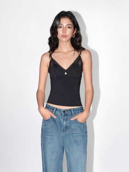 Vania Lace-Trim Bustier Cami Top