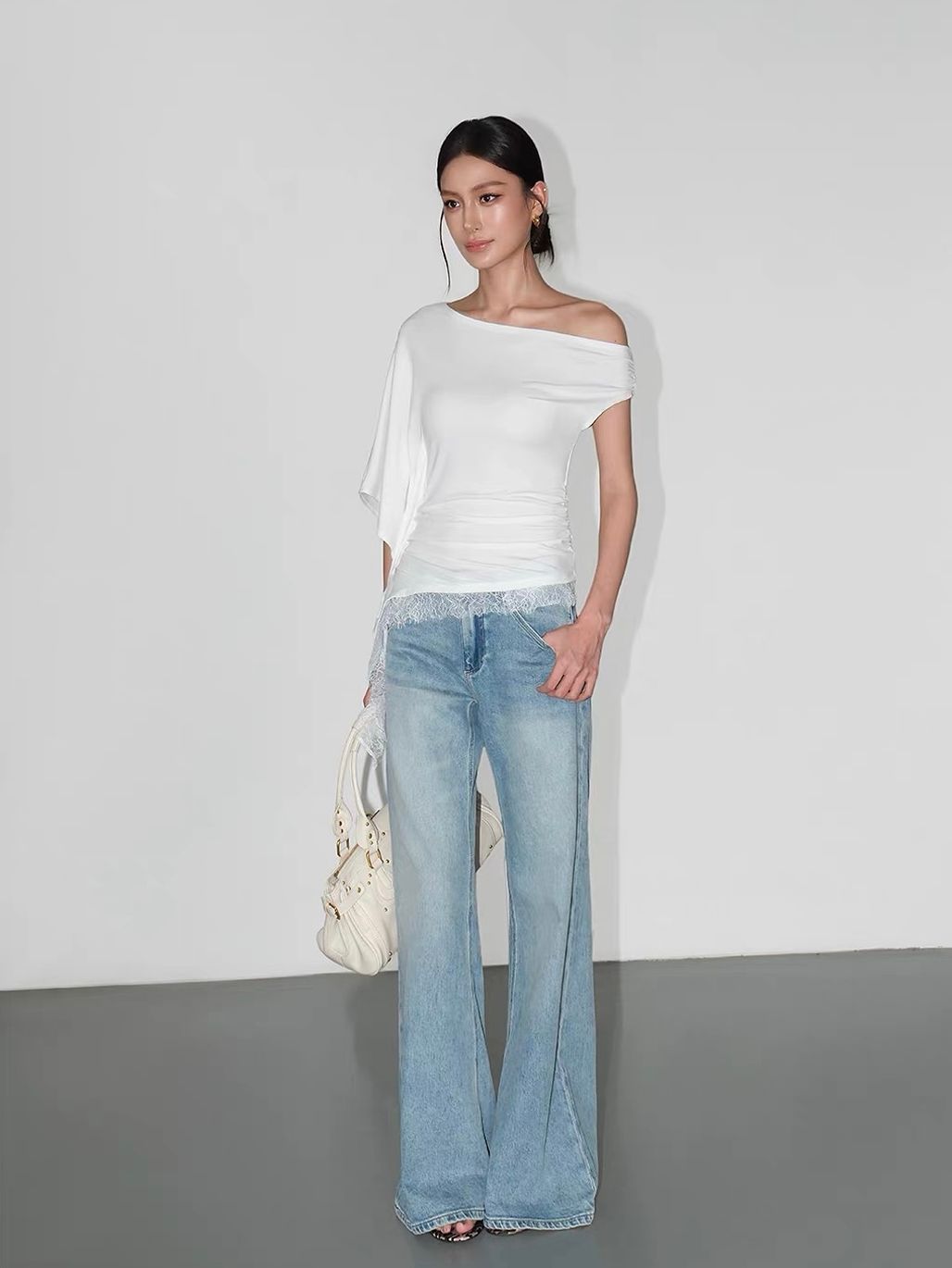 Vinisha Lacce-Trim One Shoulder Top