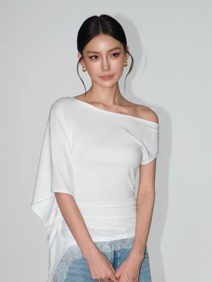 Vinisha Lacce-Trim One Shoulder Top