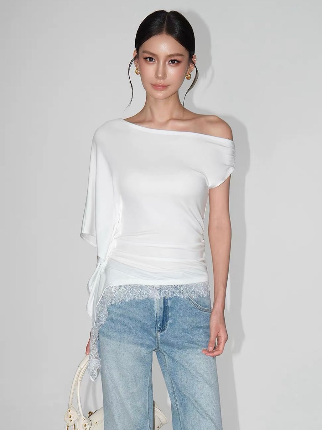 Vinisha Lacce-Trim One Shoulder Top