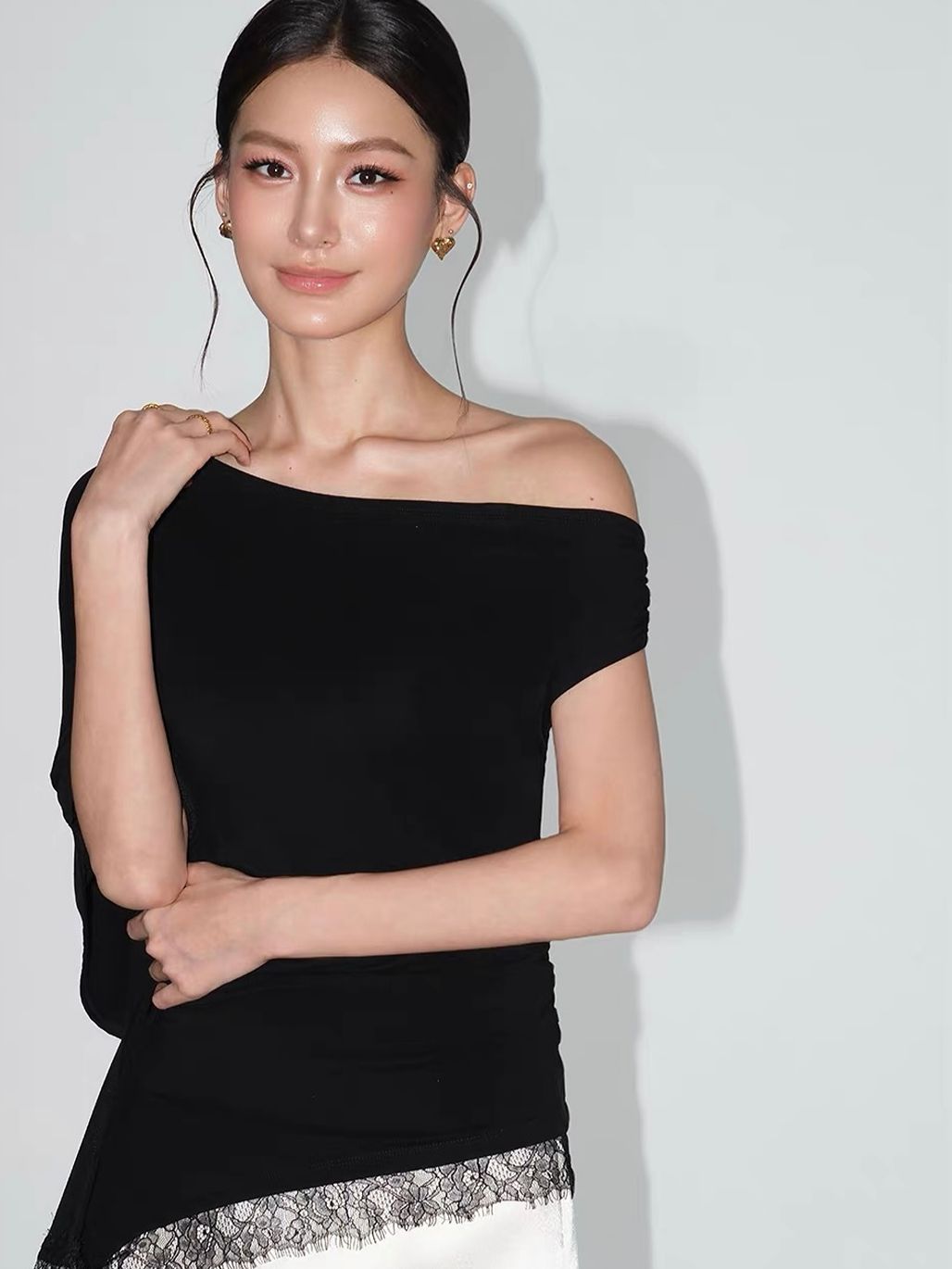 Vinisha Lacce-Trim One Shoulder Top