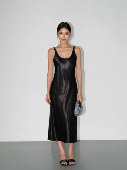 Wanetta Scoop Neck Satin Dress