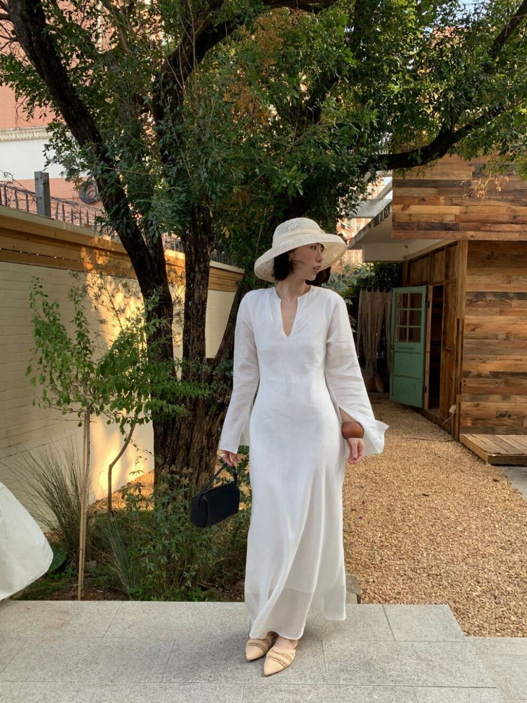 Priya Open Sleeve Tencel  Linen Blend Maxi Dress