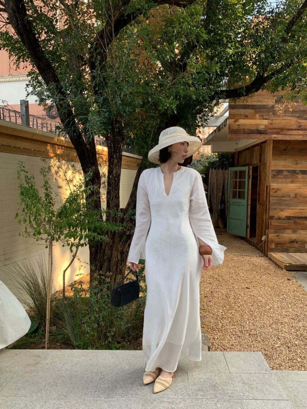 Priya Open Sleeve Tencel  Linen Blend Maxi Dress