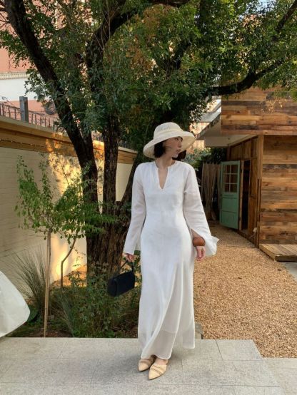 Priya Open Sleeve Tencel  Linen Blend Maxi Dress