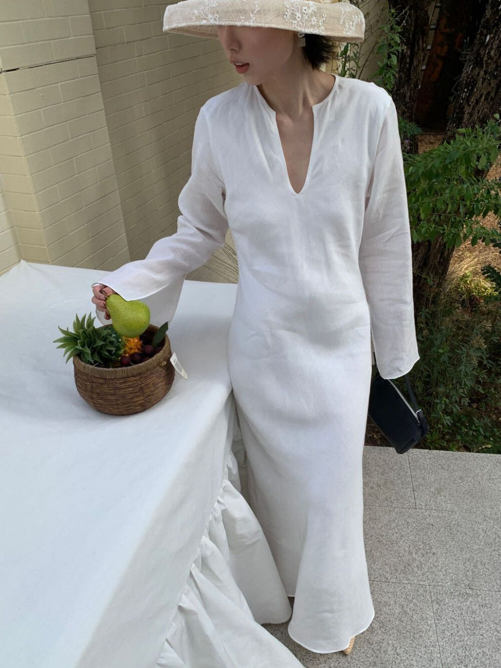 Priya Open Sleeve Tencel  Linen Blend Maxi Dress