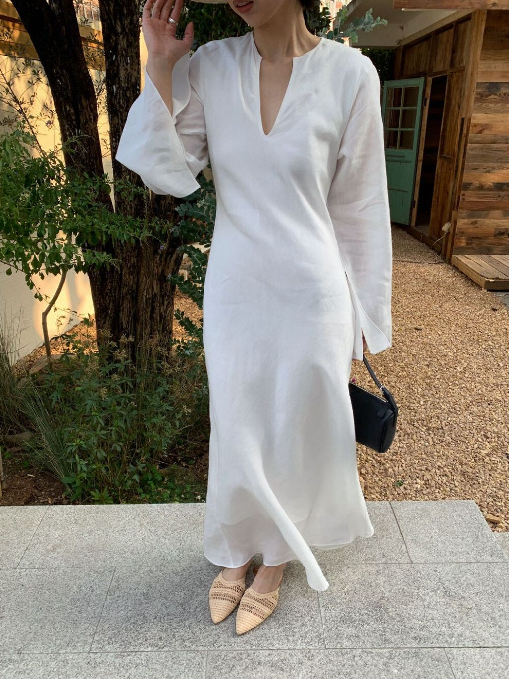 Priya Open Sleeve Tencel  Linen Blend Maxi Dress