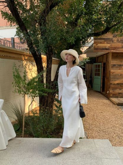 Priya Open Sleeve Tencel  Linen Blend Maxi Dress