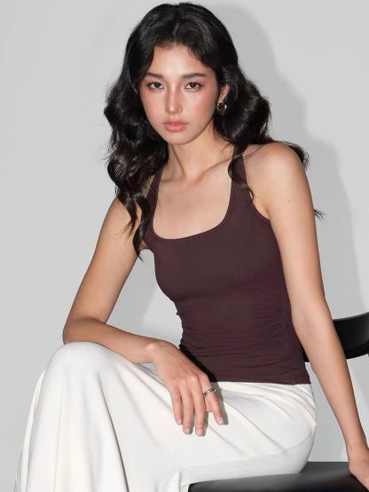 Veeksha Scoop Neck Ruched Tank Top