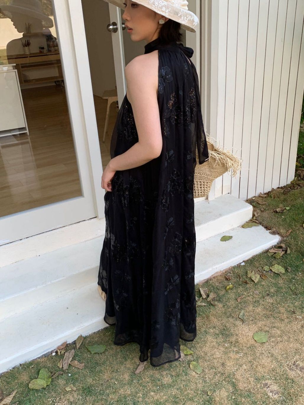 Pia Neck Tie Delicate Sequin Dress