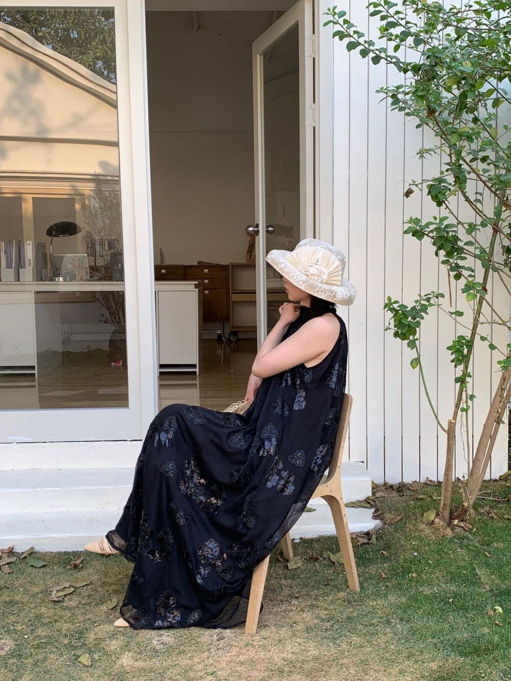 Pia Neck Tie Delicate Sequin Dress
