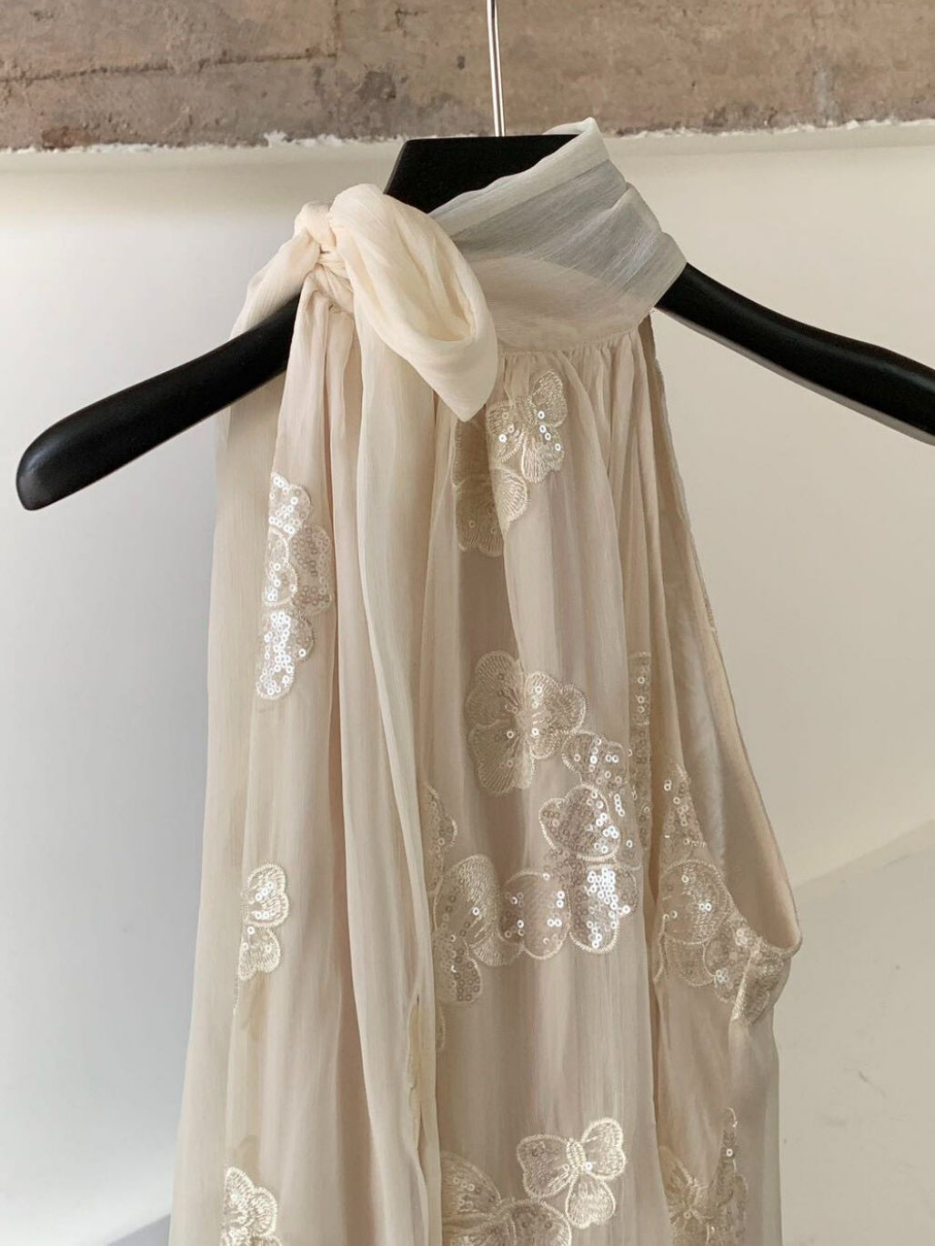 Pia Neck Tie Delicate Sequin Dress