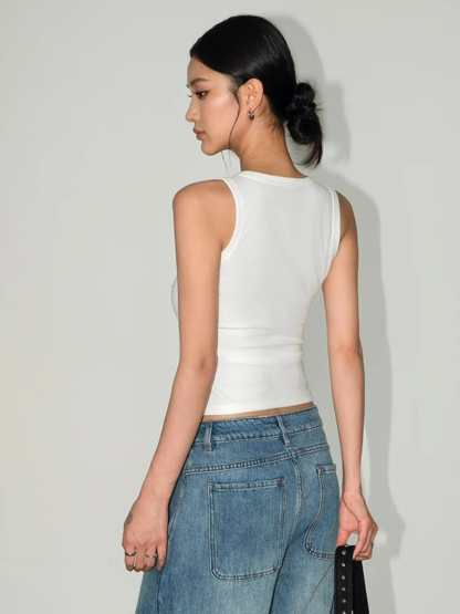 Willy Rhinestones Alphanet Scoop Neck Top