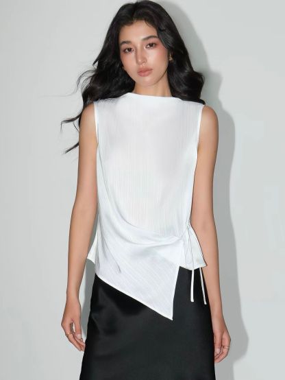 Vedasri Textured Mock-Neck Drape Top