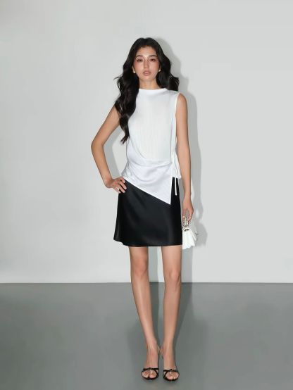 Vedasri Textured Mock-Neck Drape Top