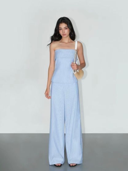 Vibisha Pinstripe Bandeau Top & Wide-Leg Pants (Sold Seperately)