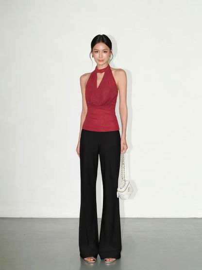 Vrunda Keyhole Shimmer Knit Top