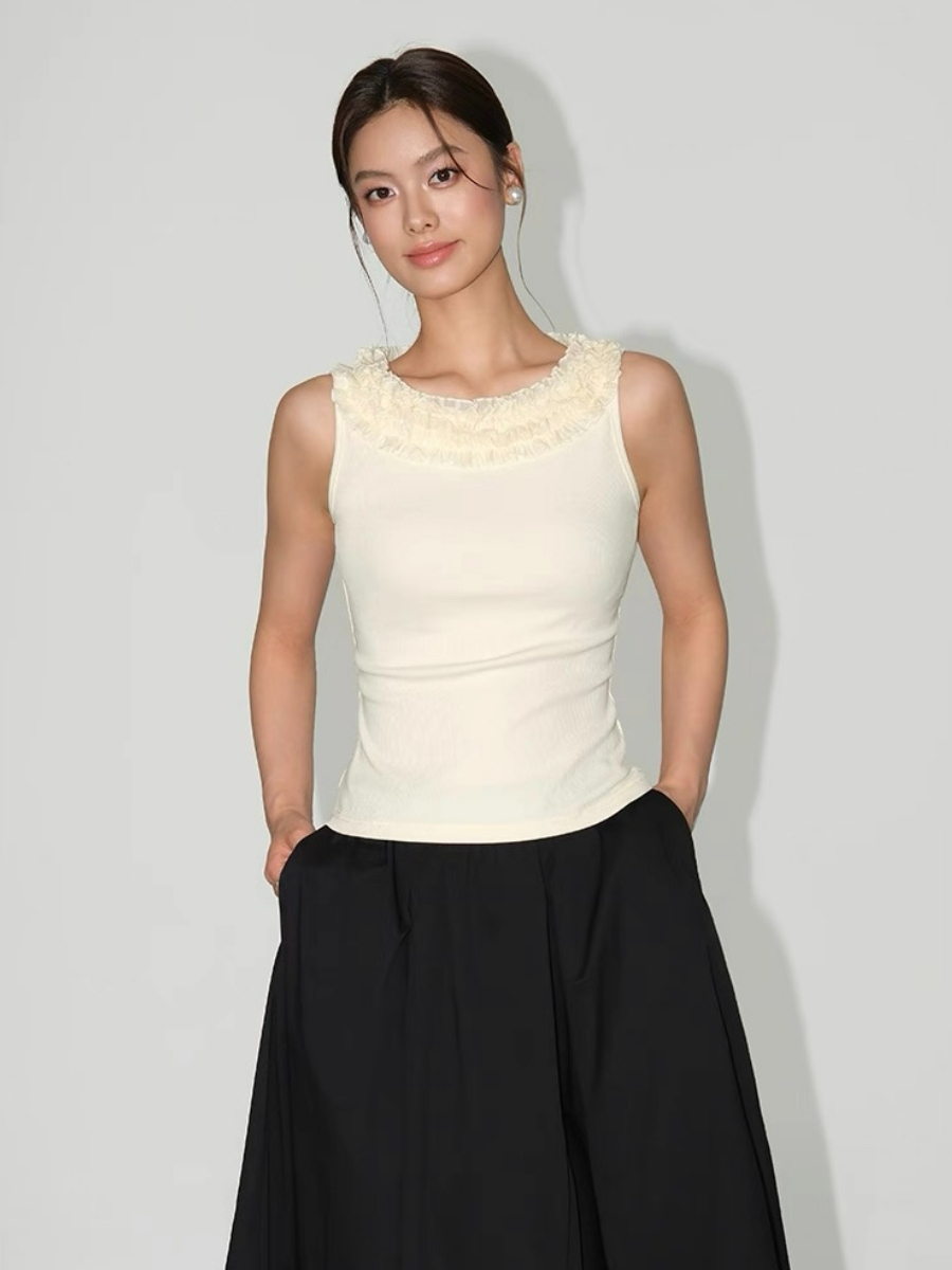 Willabelle Ruffled Petal Collar Knit Top